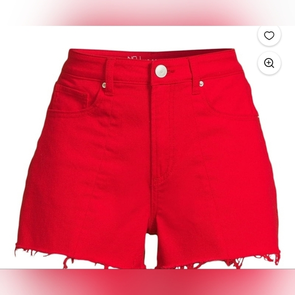 No Boundaries Red Seamed Denim Shorts New Sz 5 - Picture 3 of 5